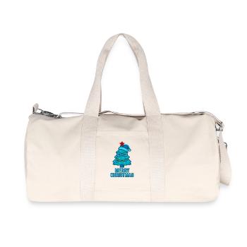 Blue cartoon Christmas tree with glasses - Recycled Canvas Sports Bag by Stanley/Stella - natural - Front