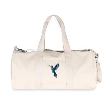 Geometric Blue Hummingbird - Recycled Canvas Sports Bag by Stanley/Stella - natural - Front