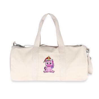 Santa Hat Festive Unicorn - Recycled Canvas Sports Bag by Stanley/Stella - natural - Front