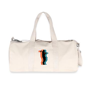 Retro Logging Worker Lumberjack Axe Silhouette Gif - Recycled Canvas Sports Bag by Stanley/Stella - natural - Front