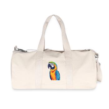 Regenbogenara bunte Vogelkunst Papagei Motiv - Recycelte Canvas-Sporttasche von Stanley/Stella - Naturweiß - Vorne