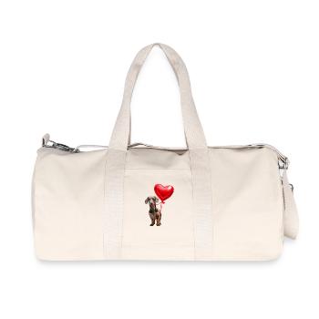 Dachshund Heart Balloon - Recycled Canvas Sports Bag by Stanley/Stella - natural - Front