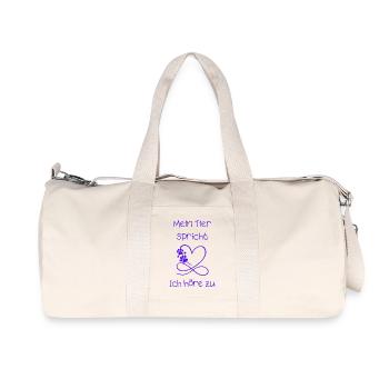 Mein_Tier_spricht - Recycelte Canvas-Sporttasche von Stanley/Stella - Naturweiß - Vorne