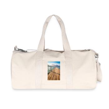 Jetée en bois au lac de la montagne au soleil - Sac de sport en toile recyclée Stanley/Stella - blanc naturel - Devant