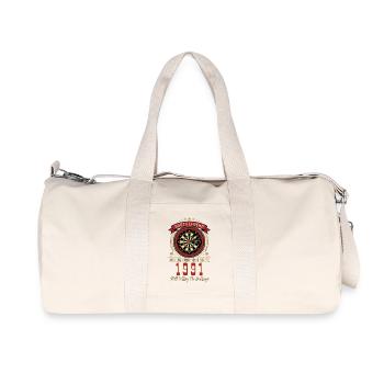 Darts T-Shirt 1991 Birthday, Darts Legend Shirt - Recycled Canvas Sports Bag by Stanley/Stella - natural - Front