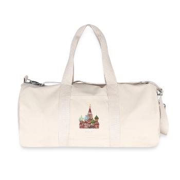 Moscow, Hand-drawn St. Basil's Cathedral - Recycled Canvas Sports Bag by Stanley/Stella - natural - Front