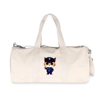 Policier chat - Sac de sport en toile recyclée Stanley/Stella - blanc naturel - Devant