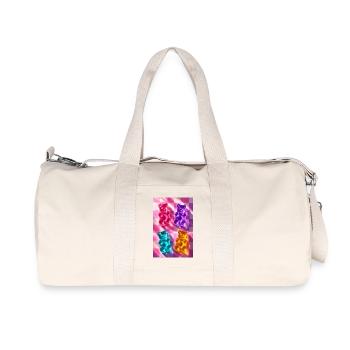 Neon-Gummibärchen auf Schachbrett - Recycelte Canvas-Sporttasche von Stanley/Stella - Naturweiß - Vorne