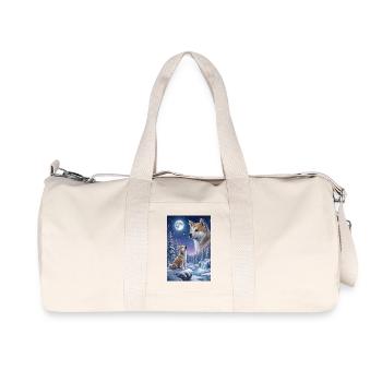 Howling to the Moon Meme Animal Dog Akita Inu - Recycled Canvas Sports Bag by Stanley/Stella - natural - Front