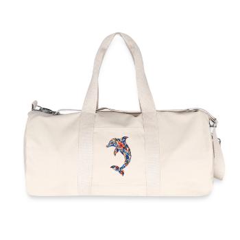 Patchwork dolphin with floral power - Recycled Canvas Sports Bag by Stanley/Stella - natural - Front