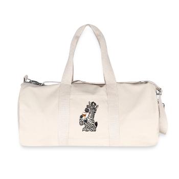 Zebra mit Latte Macchiato - Recycelte Canvas-Sporttasche von Stanley/Stella - Naturweiß - Vorne
