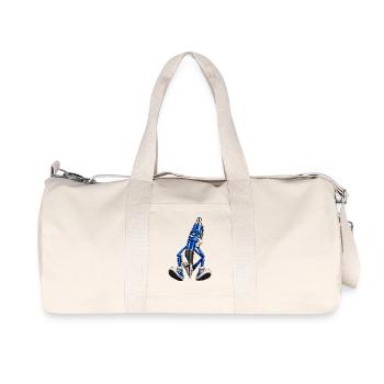 Blauer Stift Müde Cartoonfigur - Recycelte Canvas-Sporttasche von Stanley/Stella - Naturweiß - Vorne