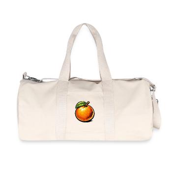 Comic Orange – Fruity Illustration Design 🍊 - Recycled Canvas Sports Bag by Stanley/Stella - natural - Front