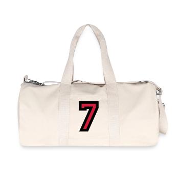 Zahl 7 - Nummer 7 (Rot) Nr. 7 - Recycelte Canvas-Sporttasche von Stanley/Stella - Naturweiß - Vorne