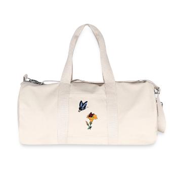 Flowers butterflies spring nature - Recycled Canvas Sports Bag by Stanley/Stella - natural - Front