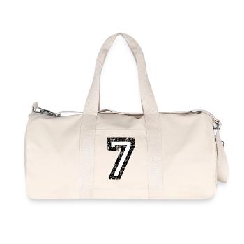 Zahl 7 (Vintage Weiß) 7. Geburtstag Nr. 7 - Recycelte Canvas-Sporttasche von Stanley/Stella - Naturweiß - Vorne
