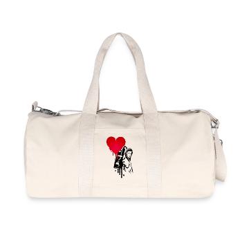 Street art avec beaucoup d’amour - Pulvérisateur avec cœur - Sac de sport en toile recyclée Stanley/Stella - blanc naturel - Devant