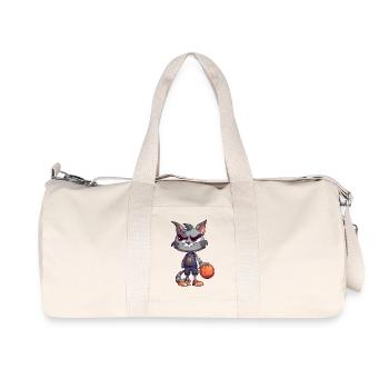 Chat de basket-ball - Sac de sport en toile recyclée Stanley/Stella - blanc naturel - Devant