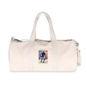 It's Time For Football Design - Recycelte Canvas-Sporttasche von Stanley/Stella - Naturweiß - Vorne
