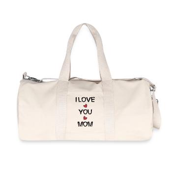 MOTHER'S DAY. HEART. HAPPY BIRTHDAY. MOM - Recycled Canvas Sports Bag by Stanley/Stella - natural - Front