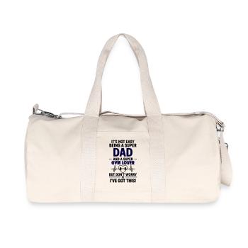 Heart + Strength Training – Super Papa Muscle Man - Recycled Canvas Sports Bag by Stanley/Stella - natural - Front