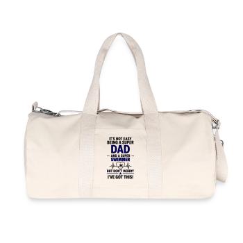 Heart + Swimming – Super Dad Swimmer - Recycled Canvas Sports Bag by Stanley/Stella - natural - Front