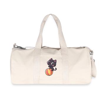 Chaton noir sur balle de plage - Sac de sport en toile recyclée Stanley/Stella - blanc naturel - Devant