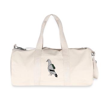 Pigeon with Backpack – Urban Minimal Illustration - Recycelte Canvas-Sporttasche von Stanley/Stella - Naturweiß - Vorne