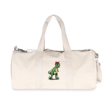 T-shirt Dinosaure T-Rex Look Rétro - Design Mama  - Sac de sport en toile recyclée Stanley/Stella - blanc naturel - Devant