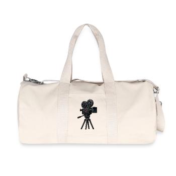 Vintage film camera on tripod - Recycled Canvas Sports Bag by Stanley/Stella - natural - Front