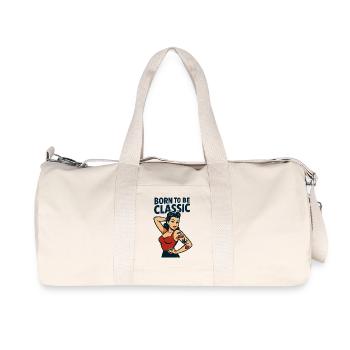 Pin Up Girl Born To Be Classic Retro T-Shirt - Recycelte Canvas-Sporttasche von Stanley/Stella - Naturweiß - Vorne