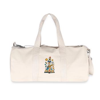 Start of school rocket from book with pencil - Recycled Canvas Sports Bag by Stanley/Stella - natural - Front