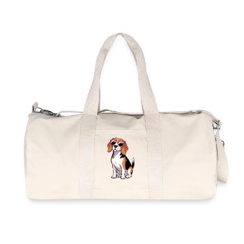 Beagle Dog portant des lunettes de soleil - Sac de sport en toile recyclée Stanley/Stella - blanc naturel - Devant