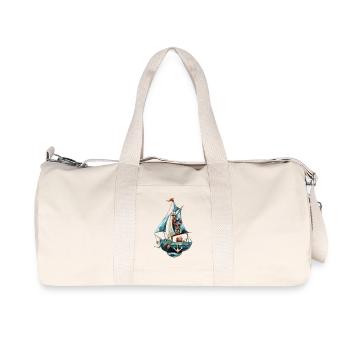 Vintage blue sailing yacht - Recycled Canvas Sports Bag by Stanley/Stella - natural - Front