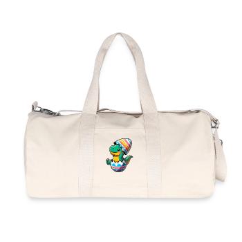 T-Rex Dino as Easter Egg, Clumsy Eggshells - Recycled Canvas Sports Bag by Stanley/Stella - natural - Front