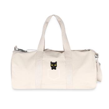 Chat noir animal de poche - Sac de sport en toile recyclée Stanley/Stella - blanc naturel - Devant