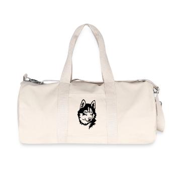 Husky Kopf - Recycelte Canvas-Sporttasche von Stanley/Stella - Naturweiß - Vorne