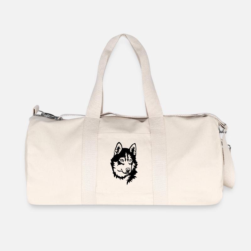Husky Kopf - Recycelte Canvas-Sporttasche von Stanley/Stella - Naturweiß