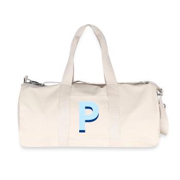Letter p blue pop and modern - Recycled Canvas Sports Bag by Stanley/Stella - natural - Front