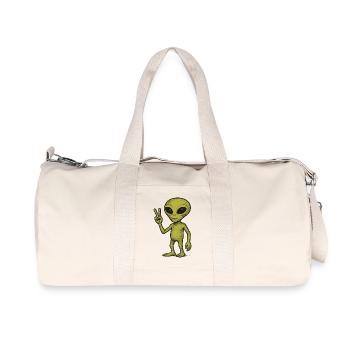 Friedliche Alien Friedenszeichen Illustration - Recycelte Canvas-Sporttasche von Stanley/Stella - Naturweiß - Vorne