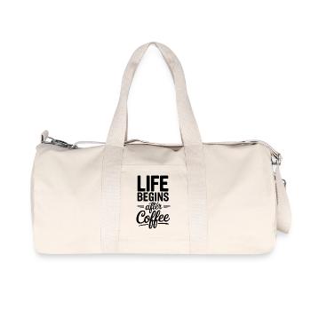 Life Begins After Coffee Kaffeetrinker Cafe Kaffee - Recycelte Canvas-Sporttasche von Stanley/Stella - Naturweiß - Vorne