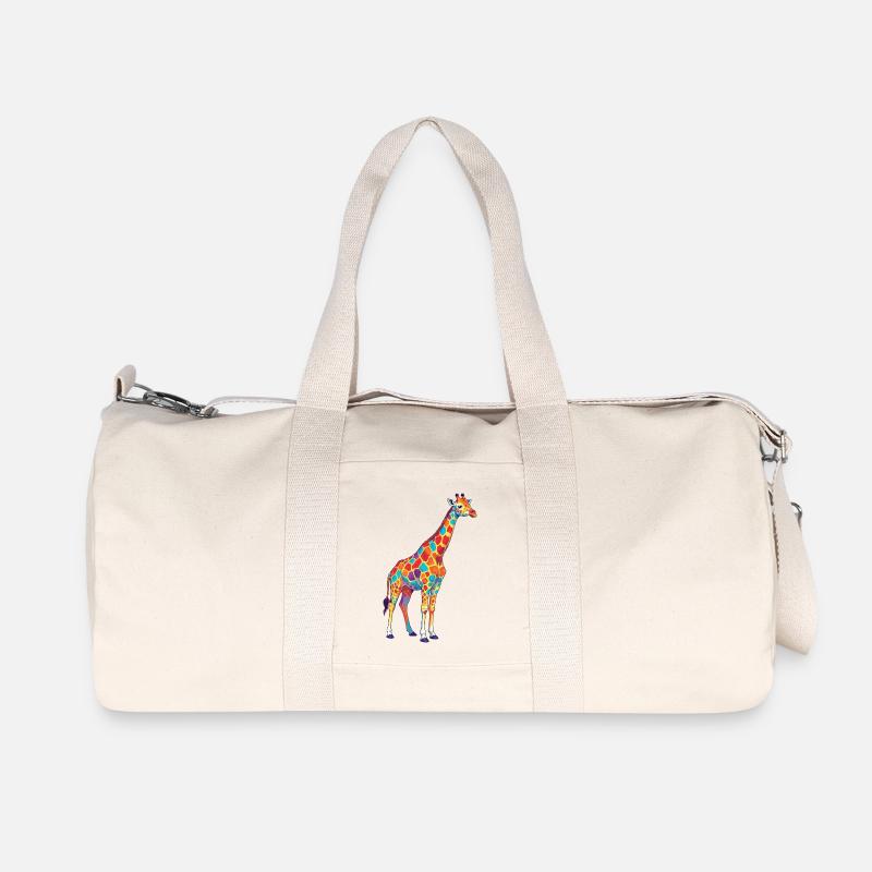 Bunte Giraffen-Regenbogen-Pop-Art-Aquarell - Recycelte Canvas-Sporttasche von Stanley/Stella - Naturweiß