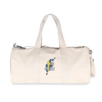 Gotland in Sweden Retro Province with Map - Recycled Canvas Sports Bag by Stanley/Stella - natural - Front