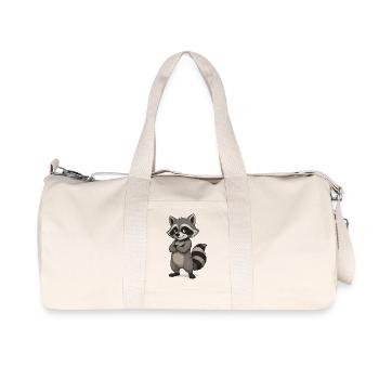 Dessin animé de raton laveur confiant - Sac de sport en toile recyclée Stanley/Stella - blanc naturel - Devant