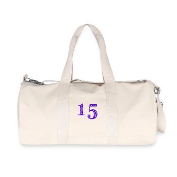 15 YEARS. 15th ANNIVERSARY. BIRTHDAY 15 YEARS. 15 - Recycled Canvas Sports Bag by Stanley/Stella - natural - Front