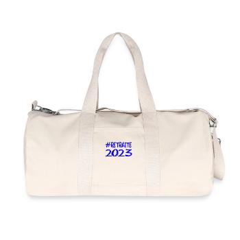 RETRAITE. BONNE RETRAITE. JOYEUSE RETRAITE. COEUR. - Sac de sport en toile recyclée Stanley/Stella - blanc naturel - Devant