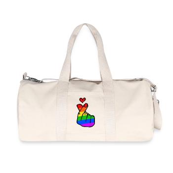Regenbogen Herz Liebe Frieden Leidenschaft - Recycelte Canvas-Sporttasche von Stanley/Stella - Naturweiß - Vorne