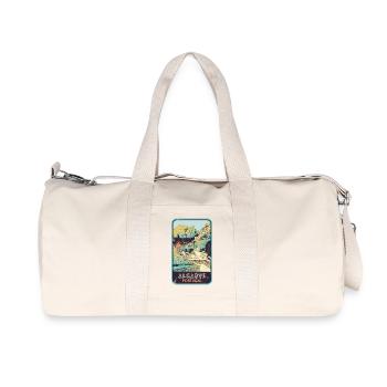 Badge retro, Algarve Portugal, plage été soleil - Sac de sport en toile recyclée Stanley/Stella - blanc naturel - Devant