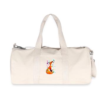 Farbexplosion Fuchs - Recycelte Canvas-Sporttasche von Stanley/Stella - Naturweiß - Vorne