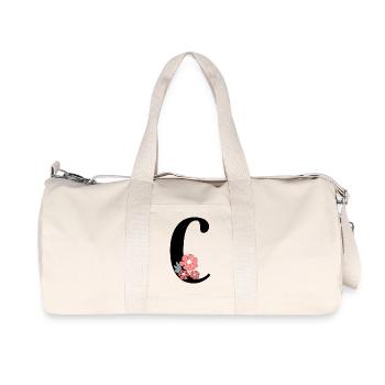 Buchstabe c minimalistische Blumen - Recycelte Canvas-Sporttasche von Stanley/Stella - Naturweiß - Vorne